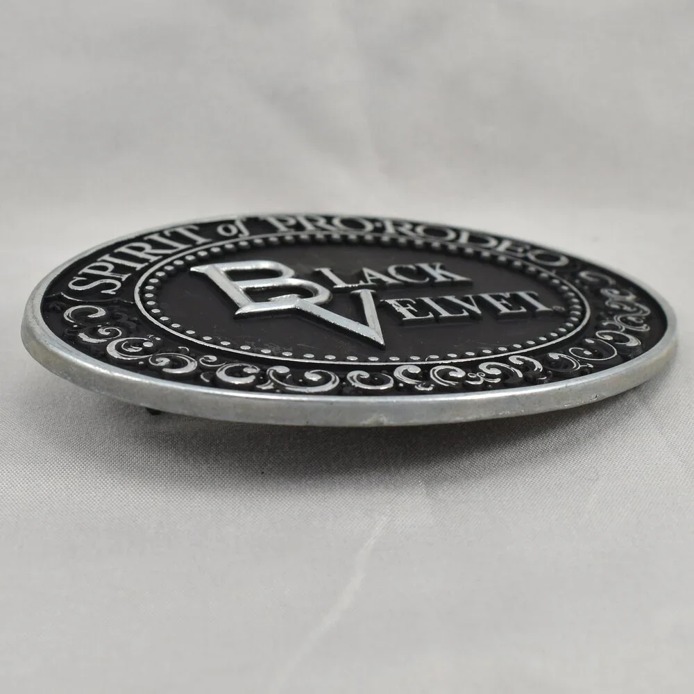 Belt Buckle 1979 Black Velvet Blended Canadian Whisky 80 Proof Spirit Of Pro-Rod